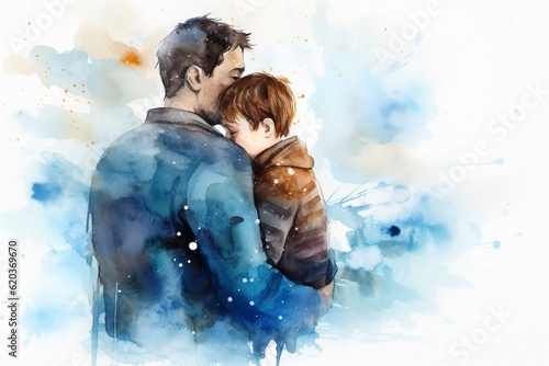 Happy Fathers Day background , water color style, generative ai