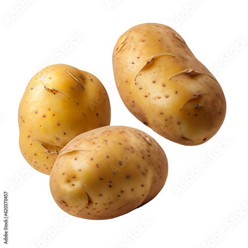 Fotografiet Falling fresh potatoes On Transparent Background Ai Generated