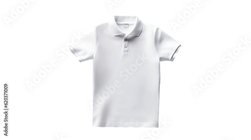 White Polo shirt, garments on a transparent background with no other elements present.