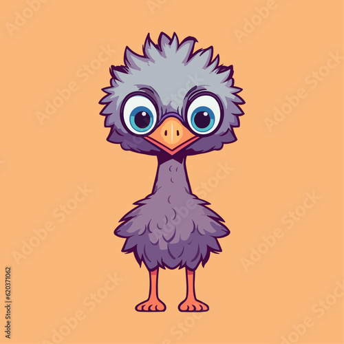 Cute Emu and Ostrich Cartoon Characters: Perfect for Children's Products and Wildlife-themed Designs