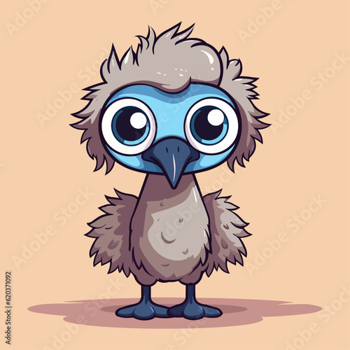 Cute Emu and Ostrich Cartoon Characters: Perfect for Children's Products and Wildlife-themed Designs