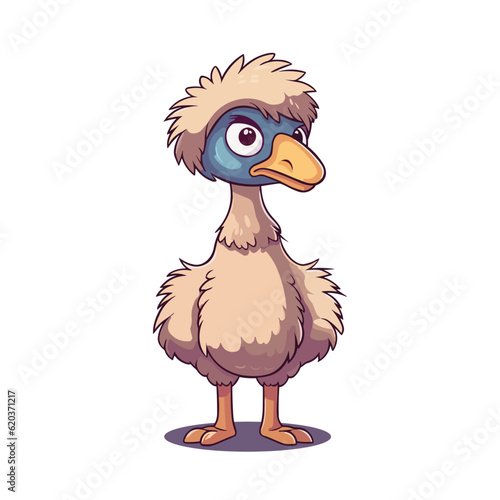 Cute Emu and Ostrich Cartoon Characters: Perfect for Children's Products and Wildlife-themed Designs