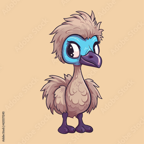 Cute Emu and Ostrich Cartoon Characters: Perfect for Children's Products and Wildlife-themed Designs