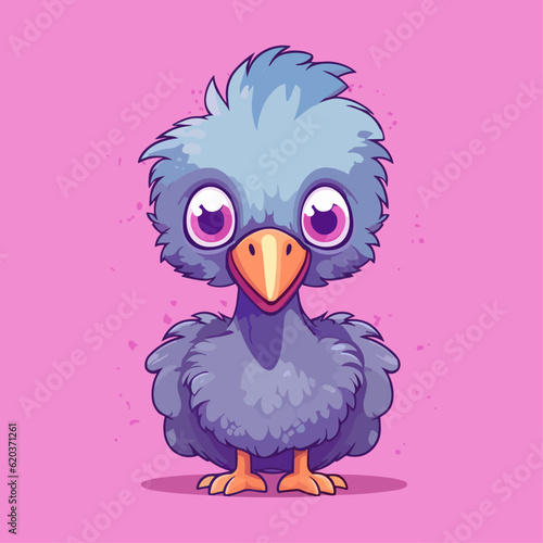 Cute Emu and Ostrich Cartoon Characters: Perfect for Children's Products and Wildlife-themed Designs