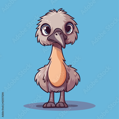 Cute Emu and Ostrich Cartoon Characters: Perfect for Children's Products and Wildlife-themed Designs