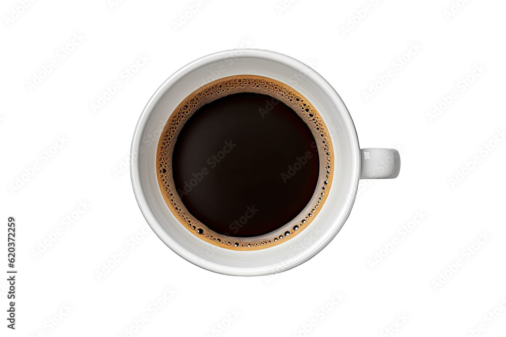 A view from the top of a transparent background with an isolated coffee cup containing black coffee, along with a clipping path. A view from the top of a transparent background with an isolated coffee cup containing black coffee, along with a clipping path.