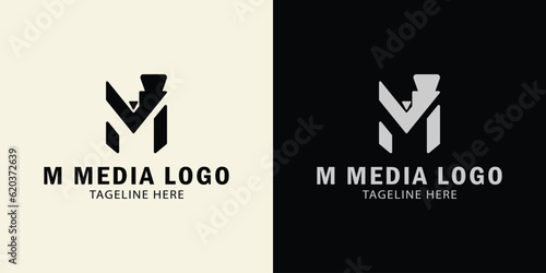 Media logo. letter M, multimedia. Letter m initial logo with video camera. Creative logo professional. simple vector design editable