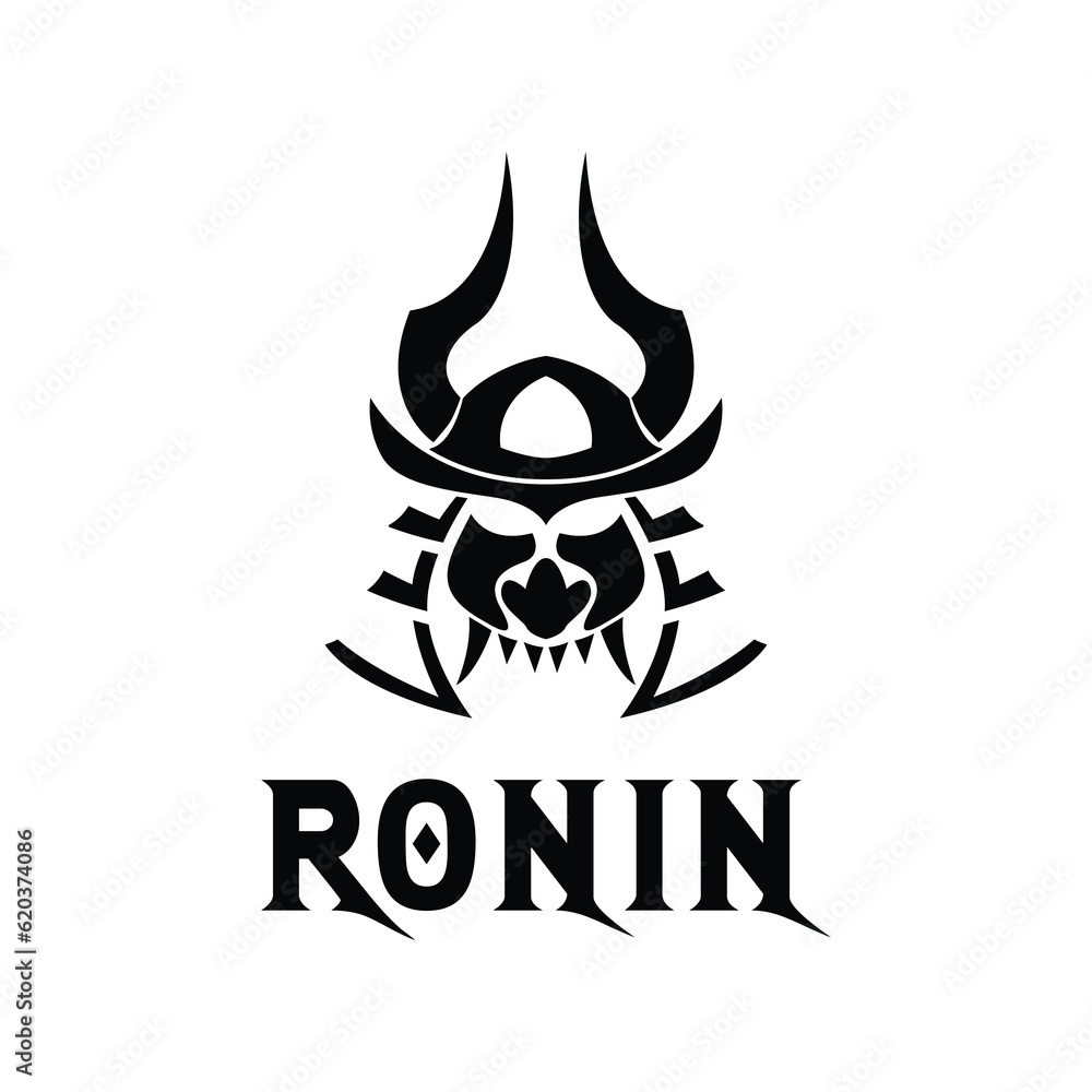Samurai logo icon. Black Ninja Ronin Samurai Logo vector illustration Samurai logo icon. Black Ninja Ronin Samurai Logo vector illustration