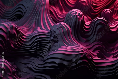 Futuristic abstract black and pink mountains AI