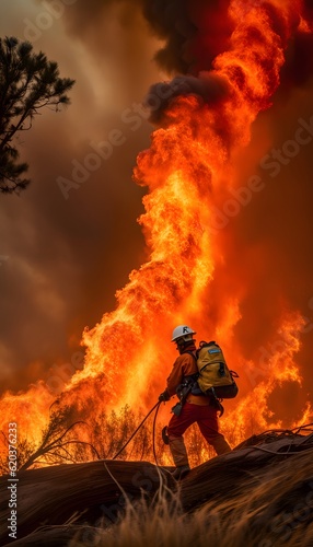 Fireman on danger fire