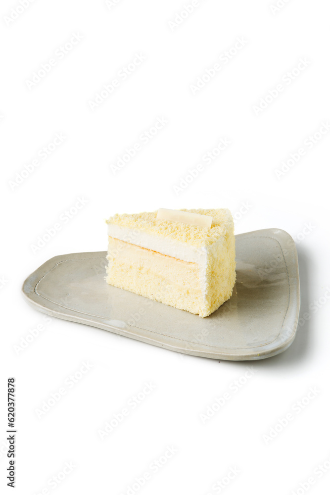 Piece of cake isolated on white