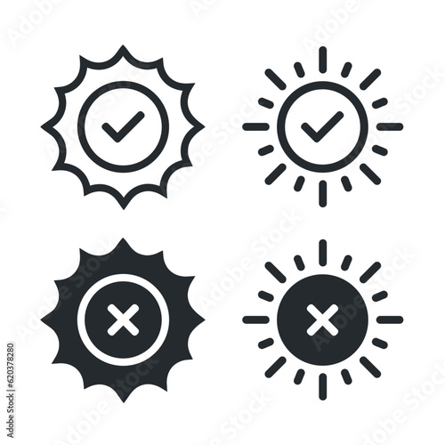 Sun with checkmark icon. Illustration vector