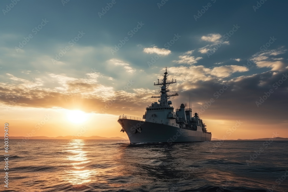 warship on the sea