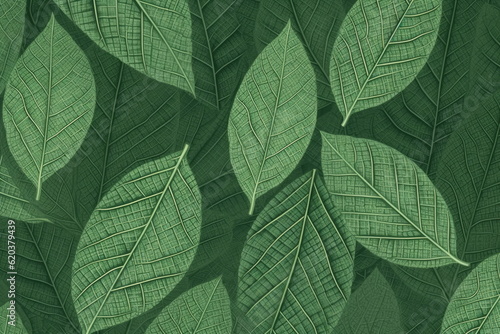 textile repeat pattern of green leaf