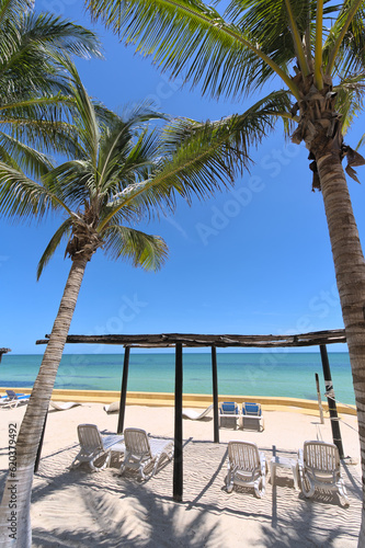 Beach at holiday resort venue in Merida  Yucatan  Mexico 