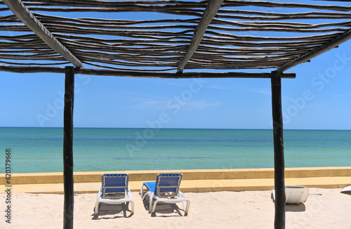 Beach at holiday resort venue in Merida (Yucatan, Mexico)