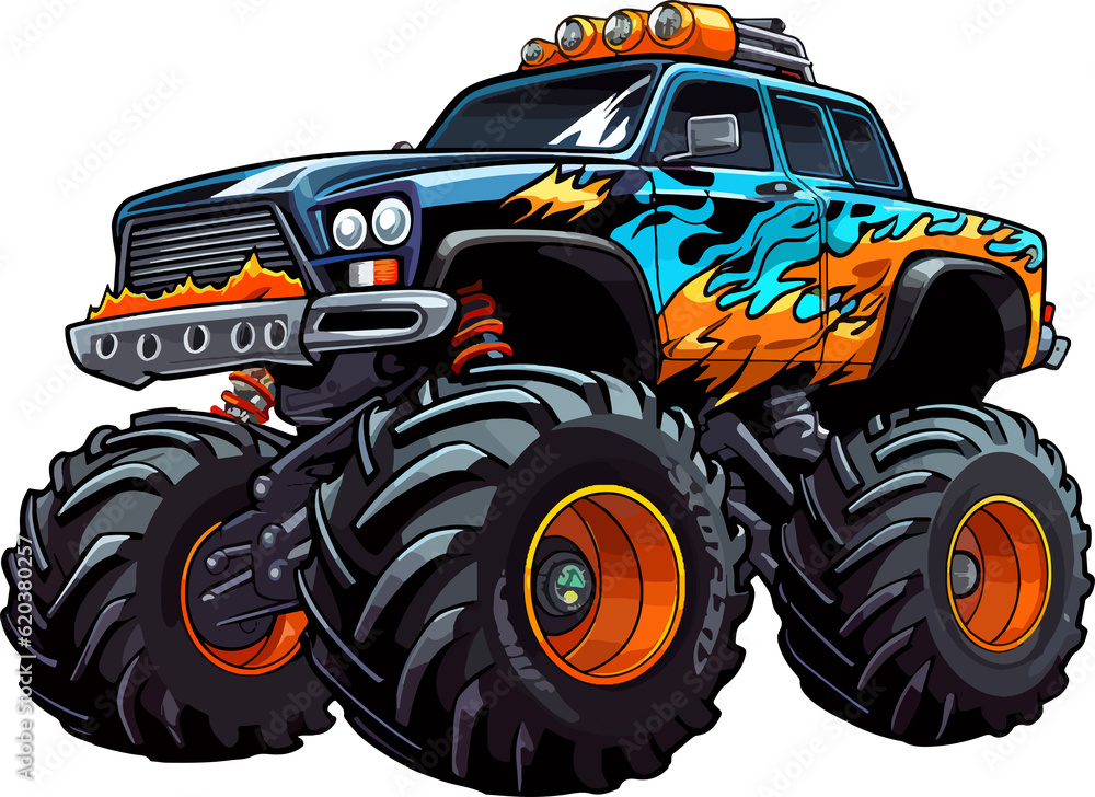 monster truck cartoon kids school ,car, illustration, vehicle, kids ...