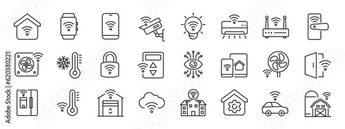 Smart home systems line icons. Editable stroke. For website marketing design  logo  app  template  ui  etc. Vector illustration.