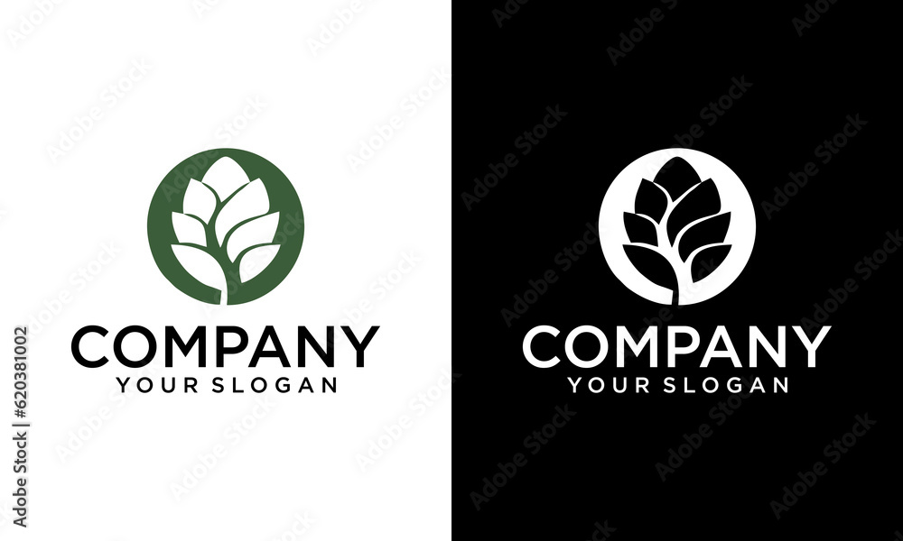 Circle Vintage Retro Hop for Craft Beer Brewing Brewery Product Label Logo Design Vector