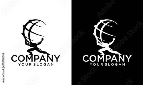 Atlas holding Globe Logo Design photo