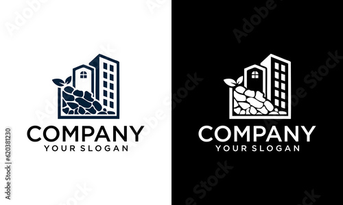 stone building house logo vector icon illustration