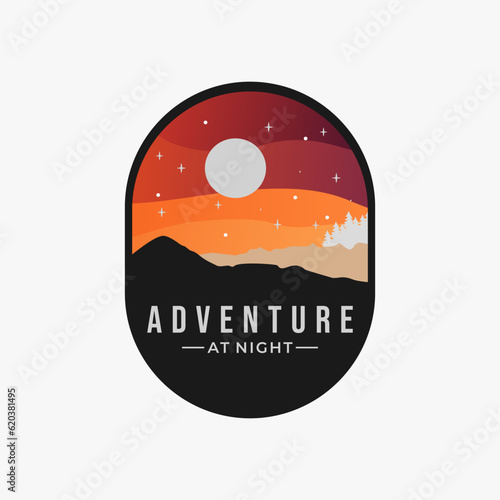 landscape outdoor badge vector template creative nature at night graphic logo illustration