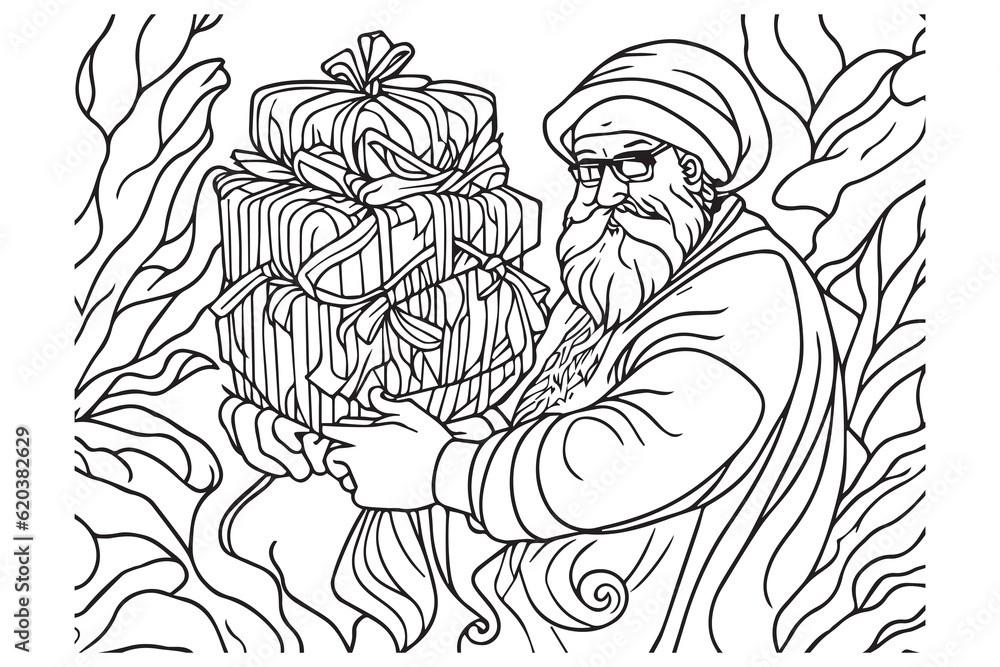 Santa Claus coloring page. Christmas coloring page. Santa clause ...