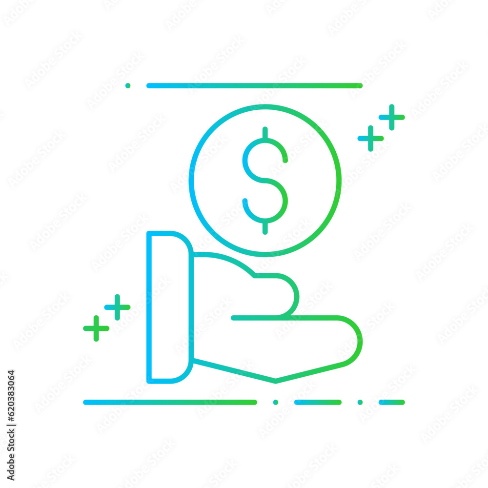 Investment Business and Finance icon with blue and green gradient style. bank, currency, coin, growth, exchange, dollar, savings. Vector illustration Investment Business and Finance icon with blue and green gradient style. bank, currency, coin, growth, exchange, dollar, savings. Vector illustration