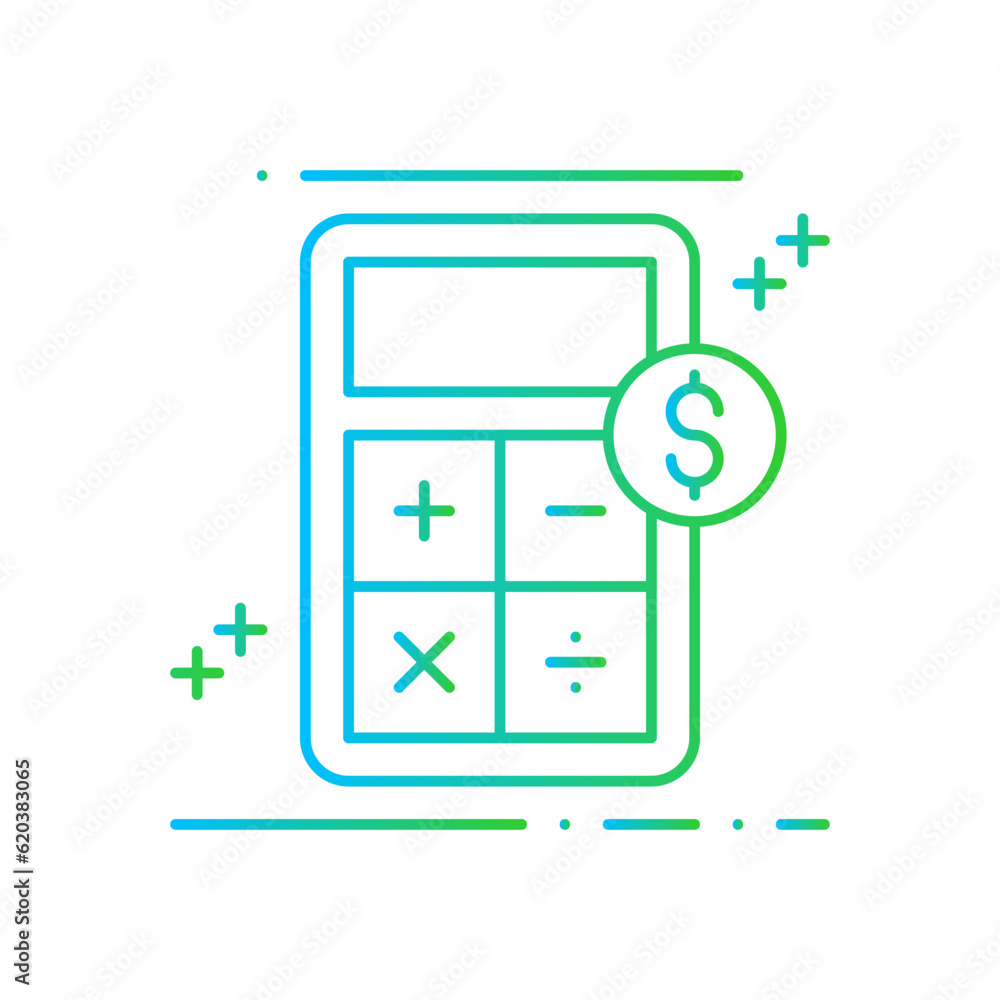 Calculator Business and Finance icon with blue and green gradient style. accounting, money, concept, calculation, button, mathematics, digital. Vector illustration Calculator Business and Finance icon with blue and green gradient style. accounting, money, concept, calculation, button, mathematics, digital. Vector illustration