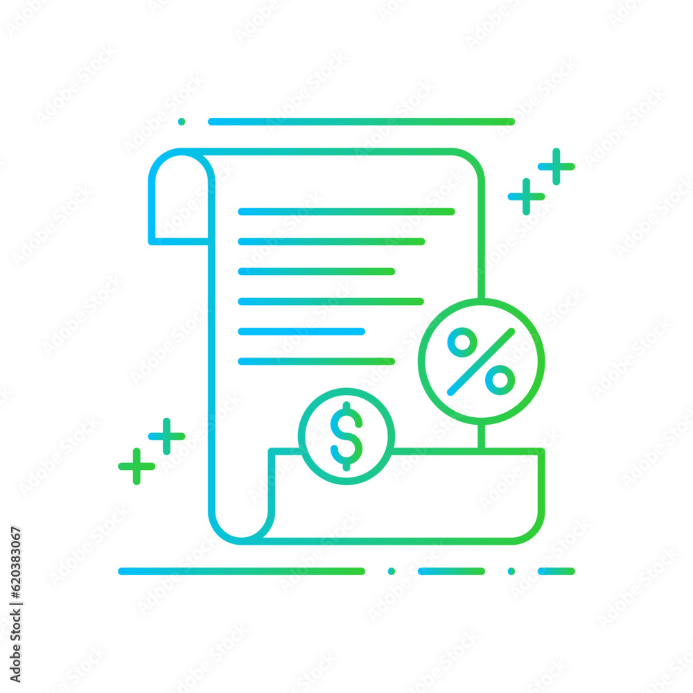 Taxes Business and Finance icon with blue and green gradient style. money, payment, pay, dollar, document, invoice, paper. Vector illustration Taxes Business and Finance icon with blue and green gradient style. money, payment, pay, dollar, document, invoice, paper. Vector illustration