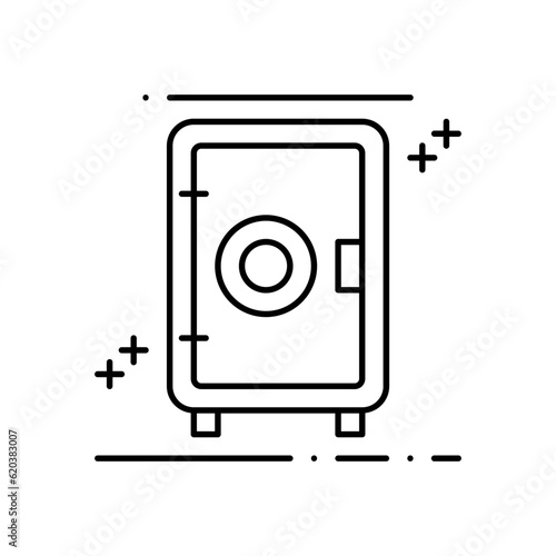 Bank Locker Business and Finance icon with black outline style. security, protection, safe, safety, secure, deposit, lock. Vector illustration