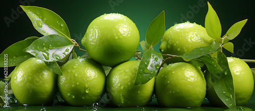 an abundance of green apples with water droplets Generated by AI