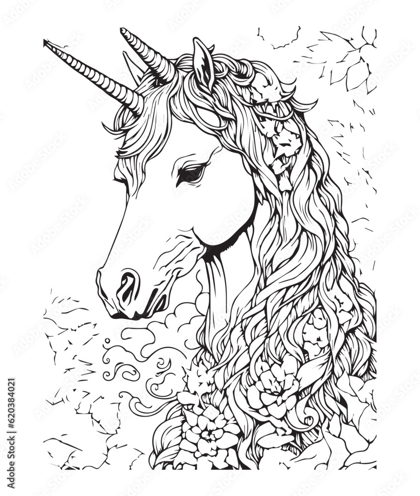 Cute Unicorn Coloring Pages for Kids. unicorn adults coloring page ...