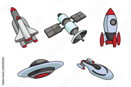 Spaceship Rocket UFO Object Technology  Transportation Set Collection