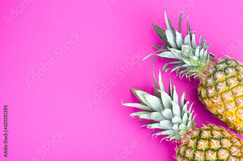 Whole pineapple fruit on bright background. Photo
