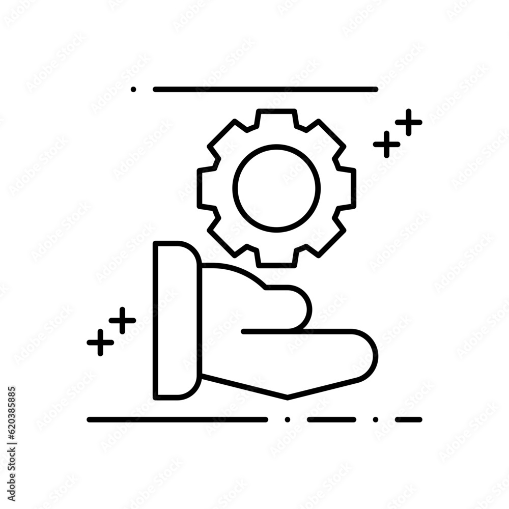 Service Setting Business and Finance icon with black outline style. work, design, settings, equipment, web, repair, tool, . Vector illustration