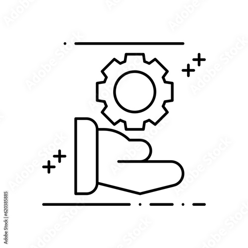Service Setting Business and Finance icon with black outline style. work  design  settings  equipment  web  repair  tool  . Vector illustration