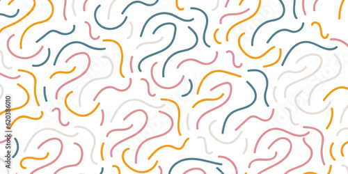 Colorful memphis seamless pattern in doodle style. Pop art, retro fashion 80-90s.. Childish cute drawing. Modern design elements. Vector texture.