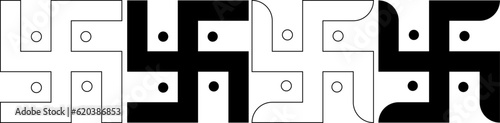Black white Swastika sign set