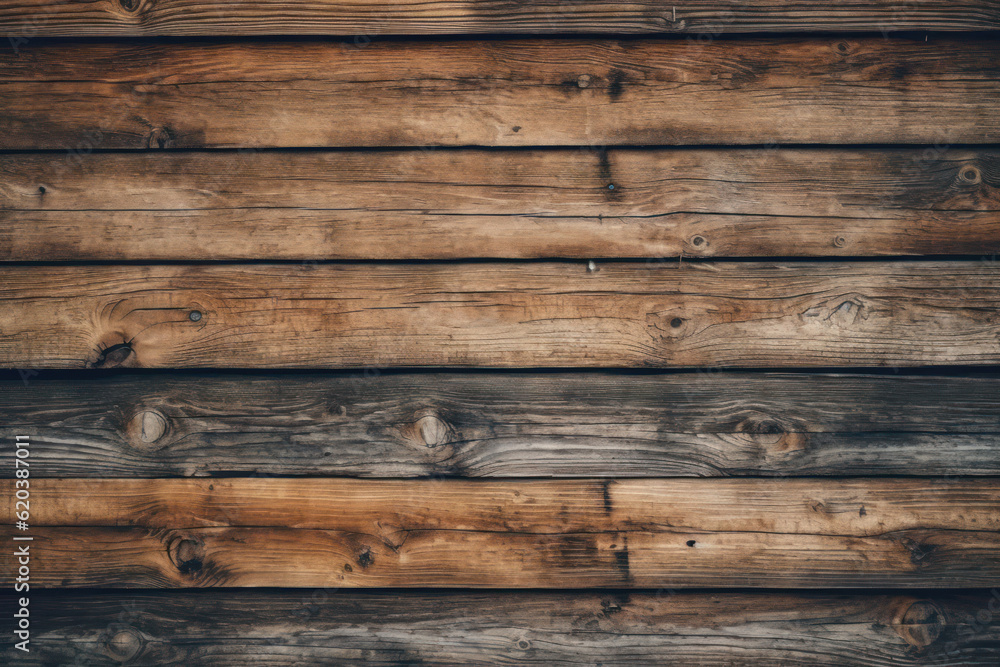 Fototapeta premium Weathered beauty and rich textures of rustic wooden planks or logs, adding a touch of natural charm and warmth to any design. Generative AI.