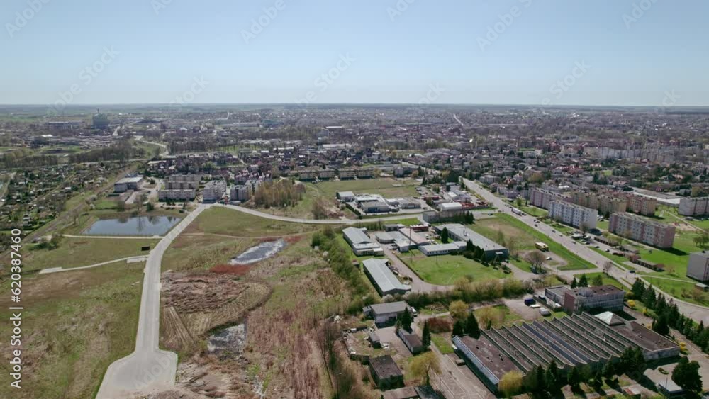Panorama of Starogard city in Poland, moving up shot. Panorama of Starogard city in Poland, moving up shot.