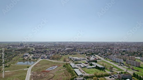 Panorama of Starogard city in Poland, moving down shot. photo