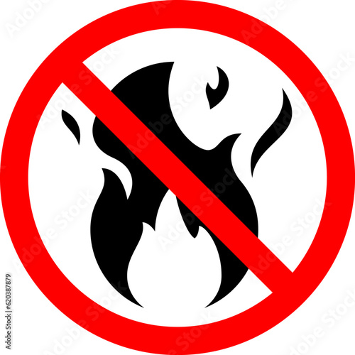 火と禁止のマーク、火気厳禁