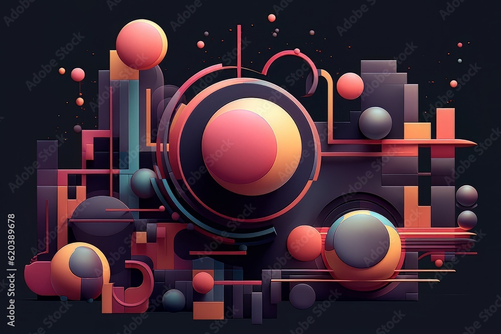 Abstract artwork background with spheres and lines ui ux design AI Abstract artwork background with spheres and lines ui ux design AI