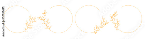 circle round leaves elegant frame border