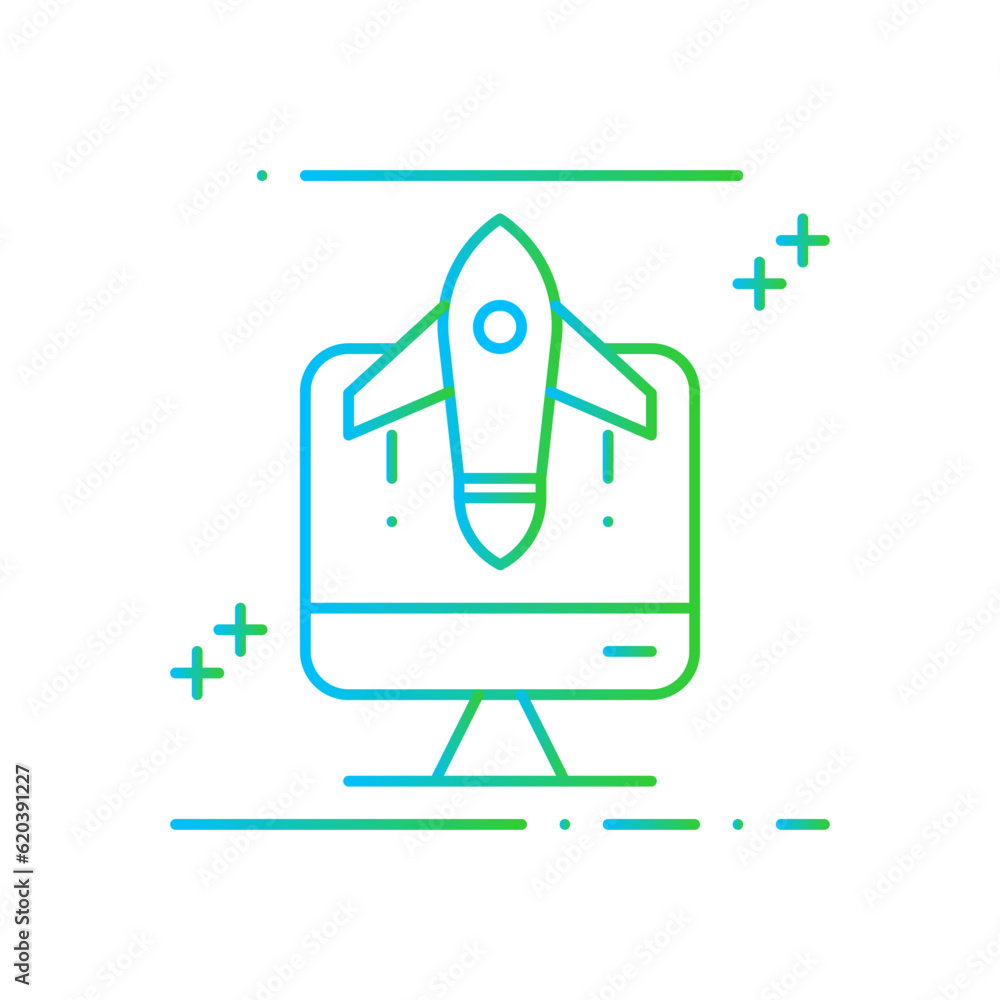 Business Startup Business and Finance icon with blue and green gradient style. management, strategy, launch, target, rocket, innovation, project. Vector illustration Business Startup Business and Finance icon with blue and green gradient style. management, strategy, launch, target, rocket, innovation, project. Vector illustration