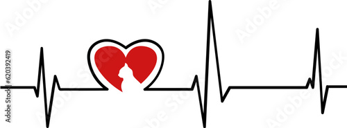 heartbeat line icon with Cat Electrocardiogram Car svg design