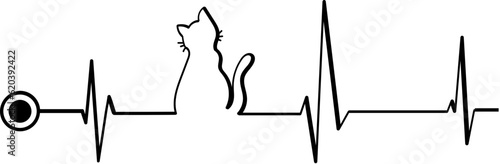 heartbeat line icon with Cat Electrocardiogram Car svg design