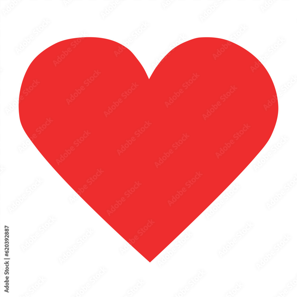 Flat design of red heart on white background