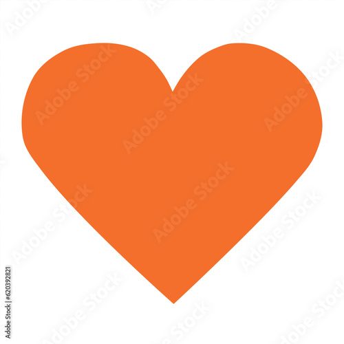 Flat design of orange heart on white